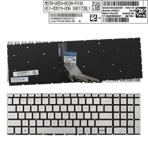 US layout Keyboard for HP Pavilion 15-DA 250 255 G7 Gen7 Silver ( backlit ,Small Enter ) כסף כסוף כסופה ללא מסגרת , כולל תאורה Laptop Keyboard מקלדת בעברית למחשב נייד עברית / אנגלית אייץ פי לאייץ
