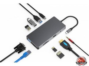 מתאם USB C למגוון חיבורים / תחנת עגינה USB C 10 IN 1