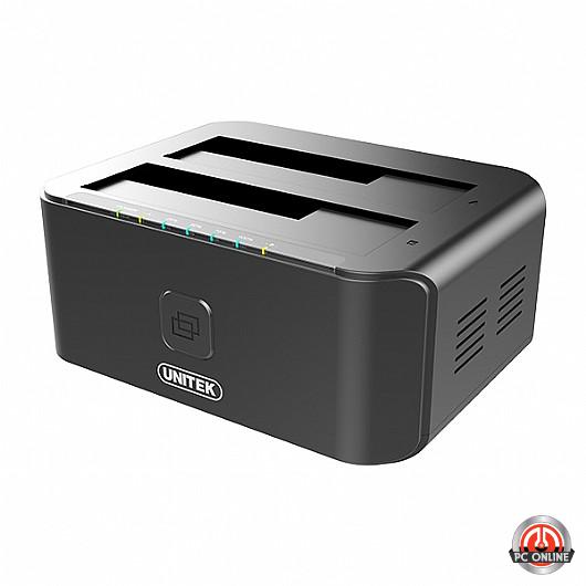 תחנת עגינה ומשכפל 2 דיסקים קשיחים UNITEK USB3.0 TO Dual SATA 6G Docking Station Y-3032