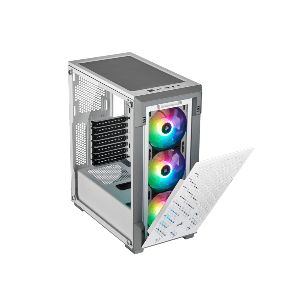 מארז מואר למחשב CORSAIR iCUE 220T RGB Airflow Mid-Tower Smart – לבן