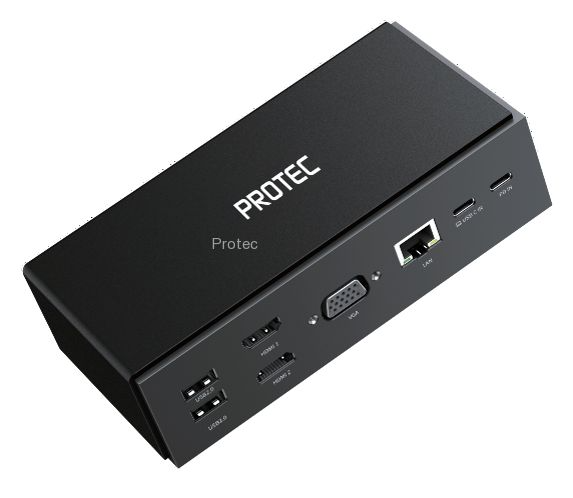 תחנת עגינה PROTEC USB/USB-C DUAL DISPLAY DM196 במלאי