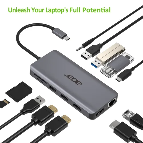 תחנת עגינה Docking ACER 100W USB Type-C 12 in 1 Travel HP.DSCAB.009