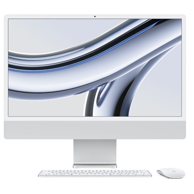 מחשב Apple iMac 24 Retina M3 8C CPU 8C GPU 8GB 256GB SSD כסוף MQR93HB במלאי