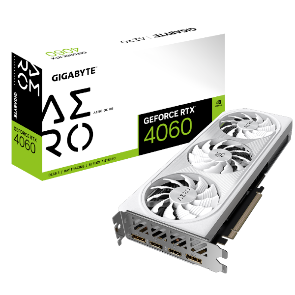 כרטיס מסך Gigabyte 4060 AERO OC 8GB White DP HDMI