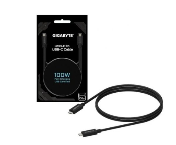 כבל Gigabyte Type-C to Type C 1m Black 100W 20gbps