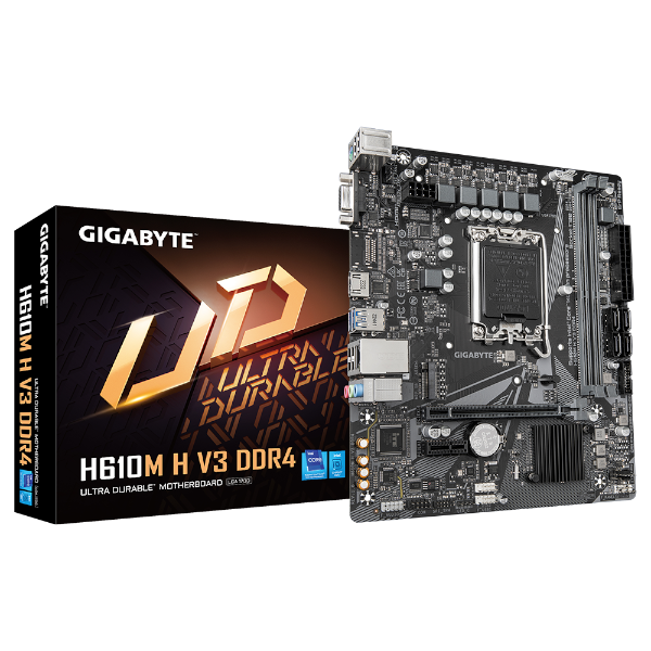 לוח לאינטל דור 12-14 Gigabyte H610M H DDR4 V3 REV1.0 VGA HDMI