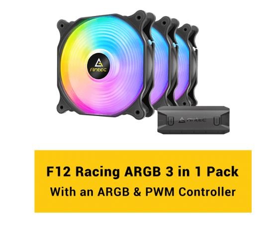 מאווררים למארז Antec F12 Racing 120mm ARGB 3 Pack Fan+Controller